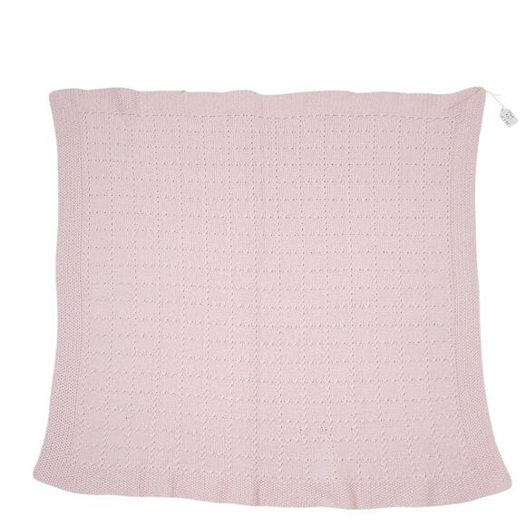 Baby Receiving Blanket Knitted Handmade 35" x 35" Pink PRE-OWNED - Picture 1 of 6